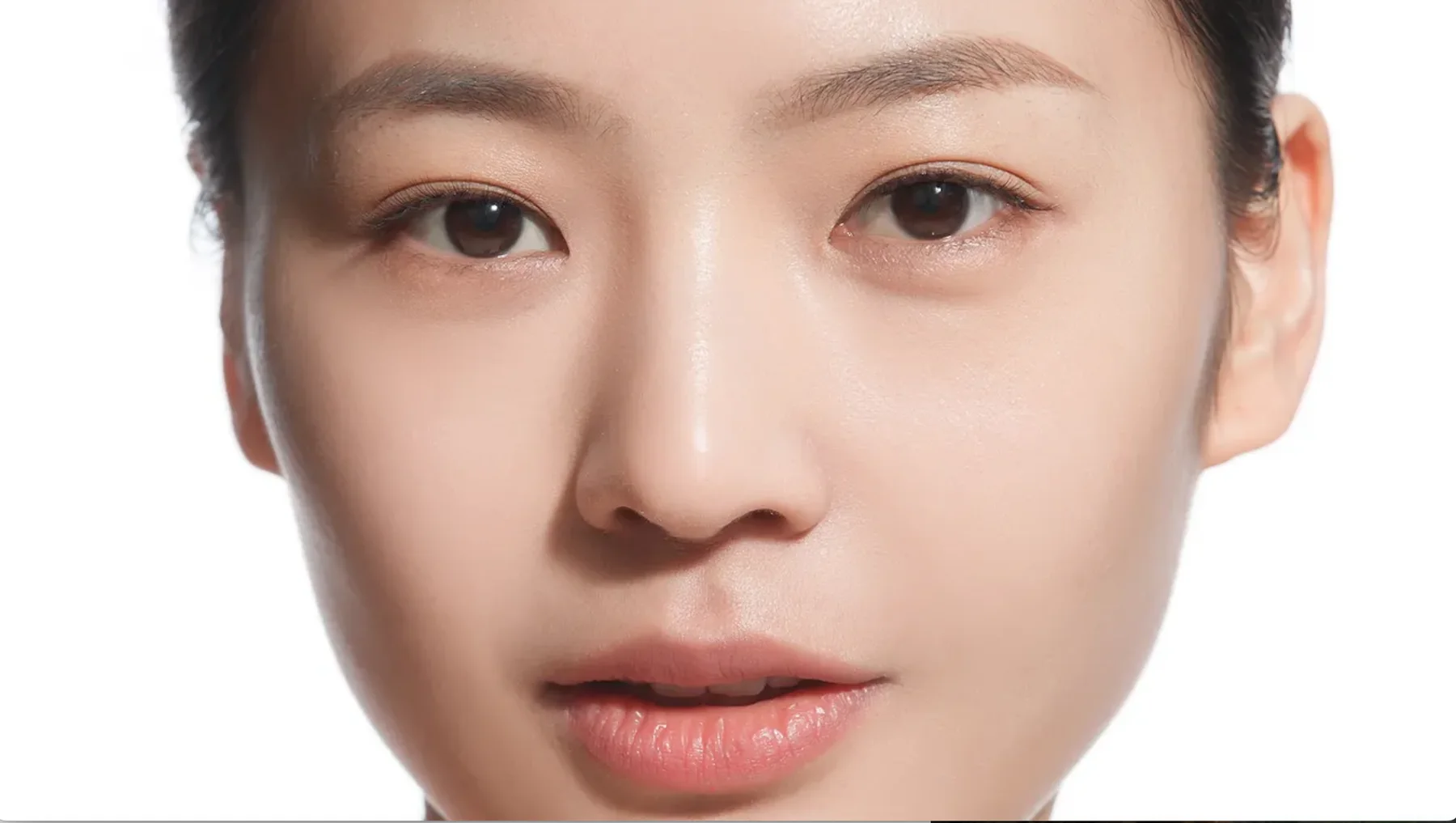 Close beauty portrait with luminous skin