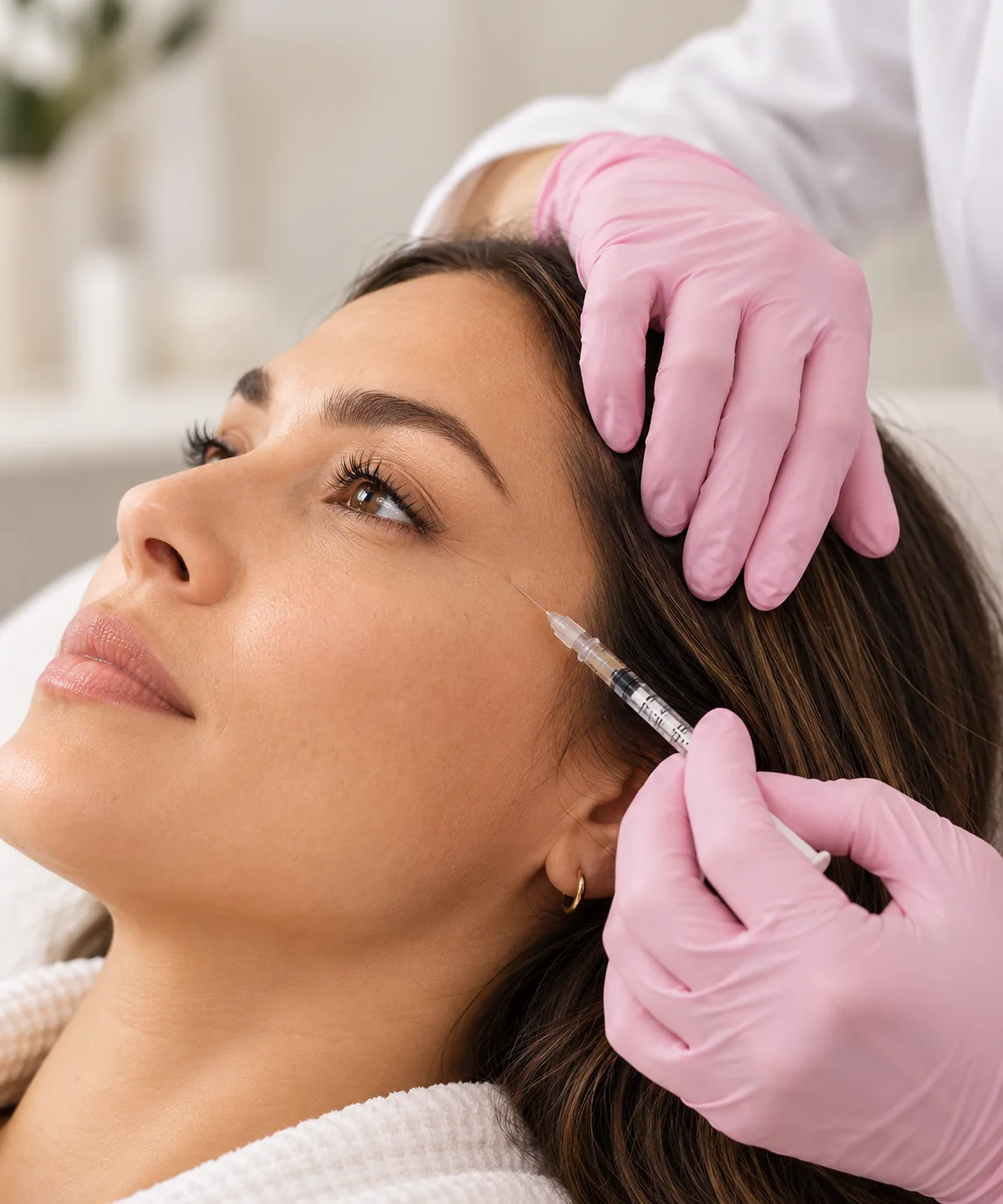 Woman receiving a subtle injectable treatment